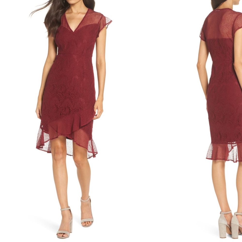 Chelsea28 Nordstrom Maroon Lace Cocktail Dress